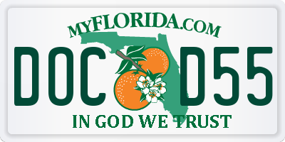 FL license plate DOCD55