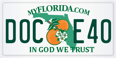 FL license plate DOCE40