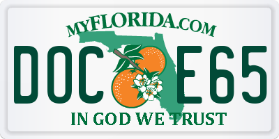 FL license plate DOCE65