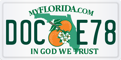 FL license plate DOCE78