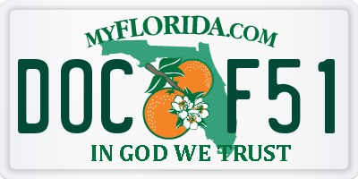 FL license plate DOCF51