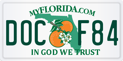 FL license plate DOCF84