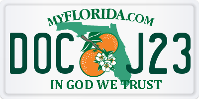 FL license plate DOCJ23