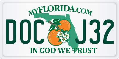FL license plate DOCJ32