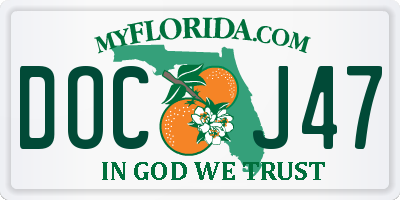 FL license plate DOCJ47
