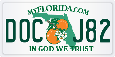 FL license plate DOCJ82
