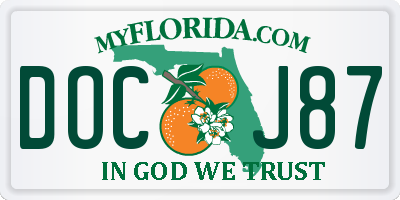 FL license plate DOCJ87