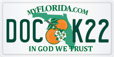 FL license plate DOCK22