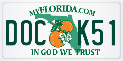 FL license plate DOCK51
