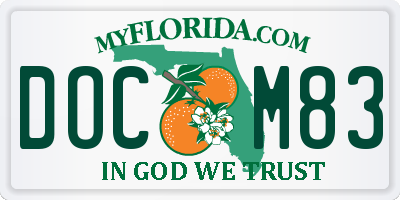 FL license plate DOCM83