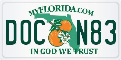 FL license plate DOCN83
