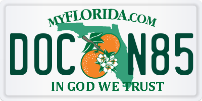 FL license plate DOCN85