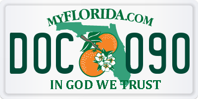 FL license plate DOCO90