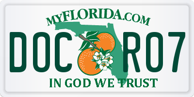 FL license plate DOCR07