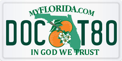 FL license plate DOCT80