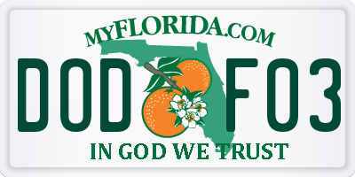 FL license plate DODF03