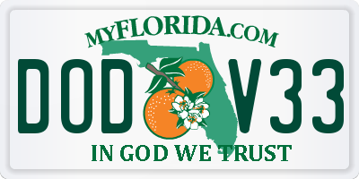 FL license plate DODV33