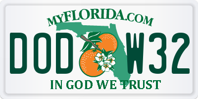 FL license plate DODW32