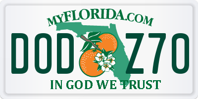 FL license plate DODZ70