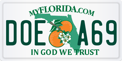 FL license plate DOEA69