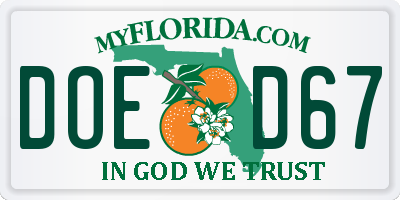 FL license plate DOED67