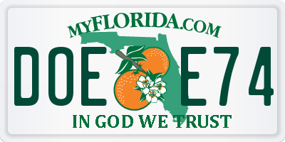 FL license plate DOEE74