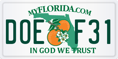 FL license plate DOEF31