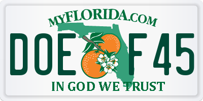FL license plate DOEF45