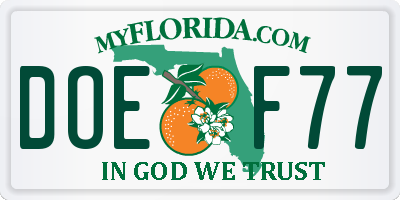 FL license plate DOEF77
