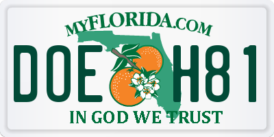 FL license plate DOEH81