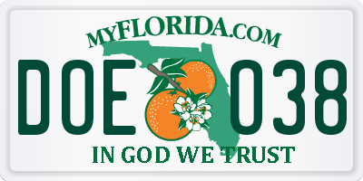 FL license plate DOEO38