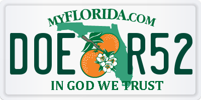 FL license plate DOER52