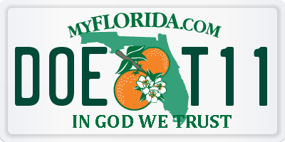 FL license plate DOET11