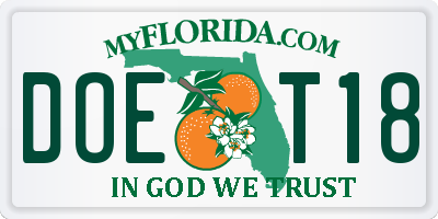 FL license plate DOET18
