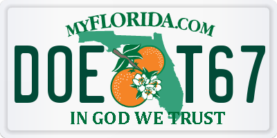 FL license plate DOET67