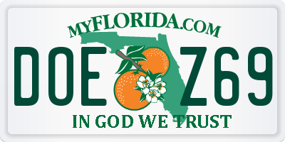 FL license plate DOEZ69