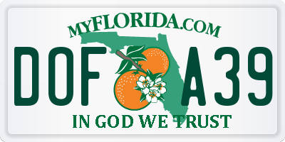 FL license plate DOFA39