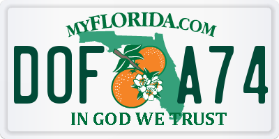 FL license plate DOFA74