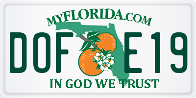 FL license plate DOFE19