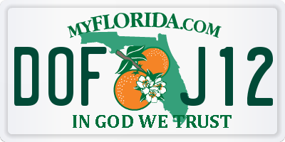 FL license plate DOFJ12