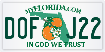 FL license plate DOFJ22
