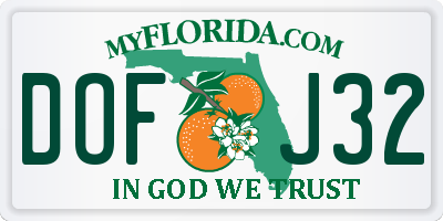 FL license plate DOFJ32