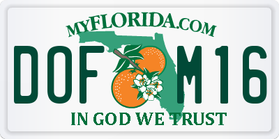 FL license plate DOFM16