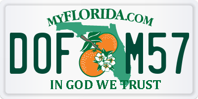FL license plate DOFM57