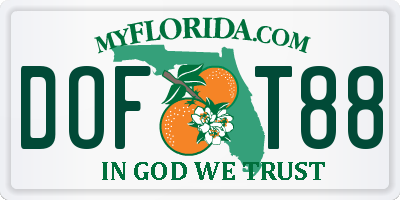 FL license plate DOFT88