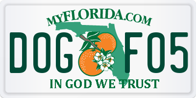 FL license plate DOGF05
