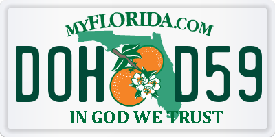 FL license plate DOHD59