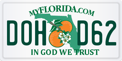 FL license plate DOHD62
