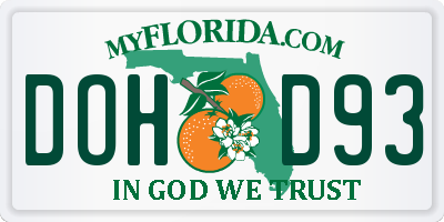 FL license plate DOHD93