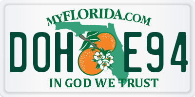 FL license plate DOHE94